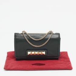Pre Owned Valentino Green Leather Rockstud Va Va Voom Chain Shoulder Bag