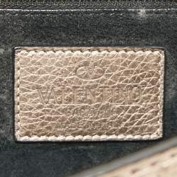 Pre Owned Valentino Gold Leather Small Rockstud Glam Lock Flap Bag