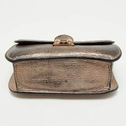 Pre Owned Valentino Gold Leather Small Rockstud Glam Lock Flap Bag