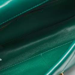 Pre Owned Valentino Green Leather Large Roman Stud Flap Shoulder Bag