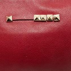 Pre Owned Valentino Red Leather Zip Wristlet Clutch