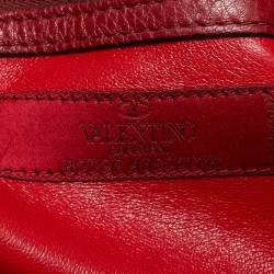 Pre Owned Valentino Red Leather Zip Wristlet Clutch