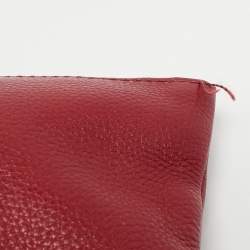 Pre Owned Valentino Red Leather Zip Wristlet Clutch