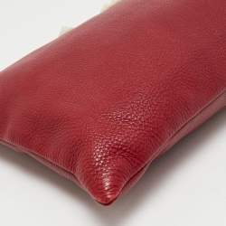 Pre Owned Valentino Red Leather Zip Wristlet Clutch