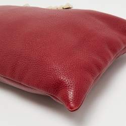 Pre Owned Valentino Red Leather Zip Wristlet Clutch