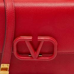 Pre Owned Valentino Red Leather V Sling Shoulder Bag