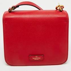 Pre Owned Valentino Red Leather V Sling Shoulder Bag