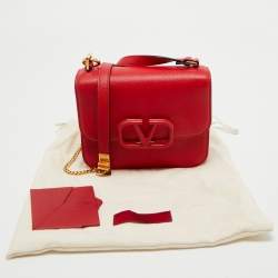Pre Owned Valentino Red Leather V Sling Shoulder Bag