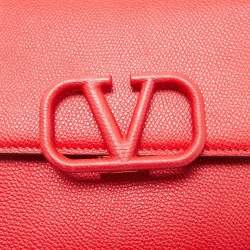 Pre Owned Valentino Red Leather V Sling Shoulder Bag
