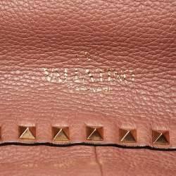 Pre Owned Valentino Burgundy/Beige Leather Rockstud Reversible Tote