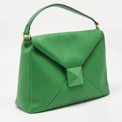 Pre Owned Valentino Green Leather Maxi One Stud Hobo