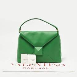 Pre Owned Valentino Green Leather Maxi One Stud Hobo