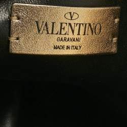 Pre Owned Valentino Gold Watersnake Leather Roman Stud Top Handle Bag