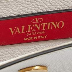 Pre Owned Valentino White Leather VLogo Compact Wallet On Chain