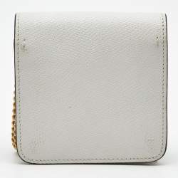 Pre Owned Valentino White Leather VLogo Compact Wallet On Chain