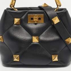 Pre Owned حقيبة فالنتينو رومان جلد أخضر مبطن صغيرة بيد علوية