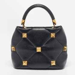 Pre Owned حقيبة فالنتينو رومان جلد أخضر مبطن صغيرة بيد علوية