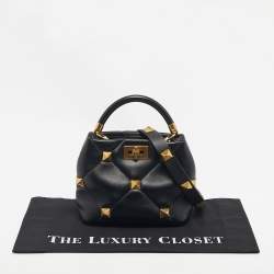 Pre Owned حقيبة فالنتينو رومان جلد أخضر مبطن صغيرة بيد علوية