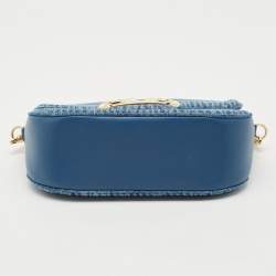 Pre Owned Valentino Blue Denim and Leather VLogo Shoulder Bag