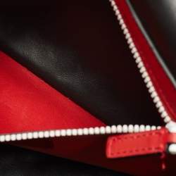 Pre Owned Valentino Black/White Leather Large Rockstud Spike Top Handle Bag