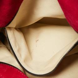 Pre Owned Valentino Red/Black Suede and Snakeskin VRing Crystals Shoulder Bag