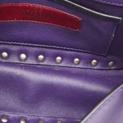 Pre Owned Valentino Dark Purple/Black Leather Rockstud Flap Shoulder Bag