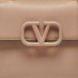 Pre Owned حقيبة فالنتينو في سلينغ جلد بيج صغيرة بيد علوية