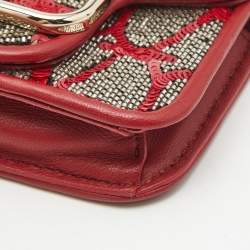 Pre Owned Valentino Red Beads and Sequins Micro Loco Chain Bag