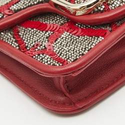 Pre Owned Valentino Red Beads and Sequins Micro Loco Chain Bag