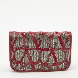 Pre Owned Valentino Red Beads and Sequins Micro Loco Chain Bag