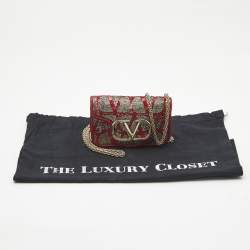 Pre Owned Valentino Red Beads and Sequins Micro Loco Chain Bag