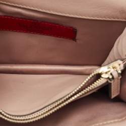 Pre Owned Valentino Beige Leather Rockstud Flap Wallet On Chain