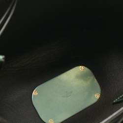 Pre Owned Valentino Dark Green/Red Leather Medium VLogo Bucket Bag