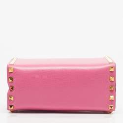 Pre Owned Valentino x Alcove Pink Leather Rockstud Box Top Handle Bag