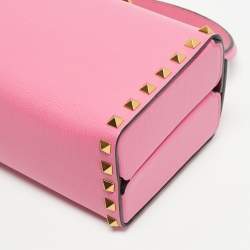 Pre Owned Valentino x Alcove Pink Leather Rockstud Box Top Handle Bag