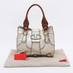 Pre Owned Valentino Gold Leather Crystal Catch Tote