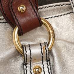 Pre Owned Valentino Gold Leather Crystal Catch Tote