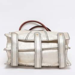 Pre Owned Valentino Gold Leather Crystal Catch Tote