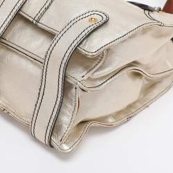 Pre Owned Valentino Gold Leather Crystal Catch Tote