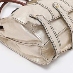 Pre Owned Valentino Gold Leather Crystal Catch Tote