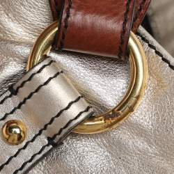 Pre Owned Valentino Gold Leather Crystal Catch Tote