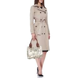 Pre Owned Valentino Gold Leather Crystal Catch Tote