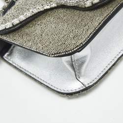 Pre Owned Valentino Silver Beaded and Crystal Small Loco Shoulder Bag