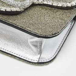 Pre Owned Valentino Silver Beaded and Crystal Small Loco Shoulder Bag