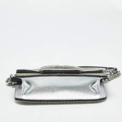 Pre Owned Valentino Silver Beaded and Crystal Small Loco Shoulder Bag