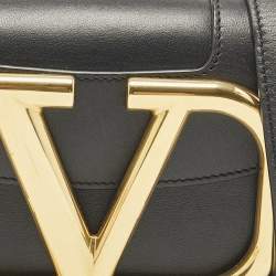 Pre Owned Valentino Black Leather Small Supervee Crossbody Bag