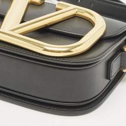Pre Owned Valentino Black Leather Small Supervee Crossbody Bag