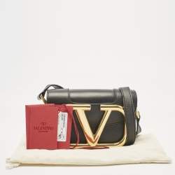 Pre Owned Valentino Black Leather Small Supervee Crossbody Bag