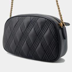 Pre Owned Valentino Garavani Quilty 67 Medium Black Leather Zip-Up Shoulder Bag