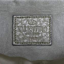 Pre Owned Valentino Military Green Logo Jacquard Canvas and Leather Viva Backpack